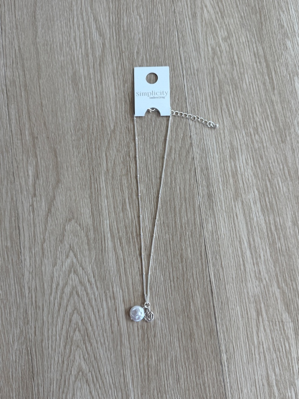 NEW Simplicity Southern Living Silver Tone Freshwater Pearl Pendant Necklace 16”